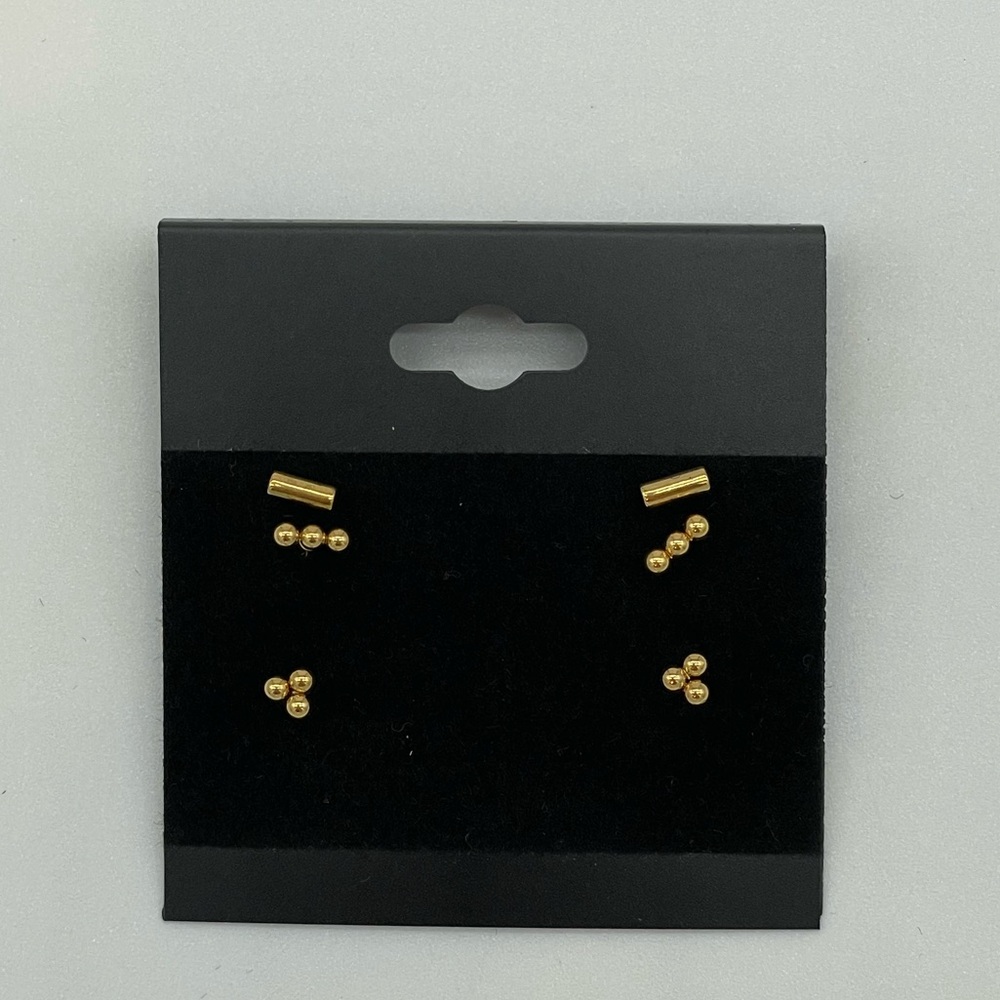Gold Flatback Stud Earring Set